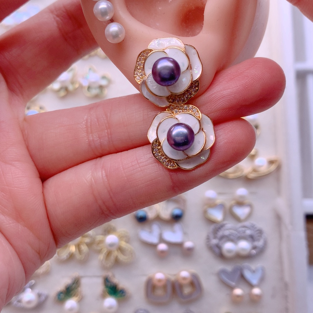 淡水珍珠耳饰合金