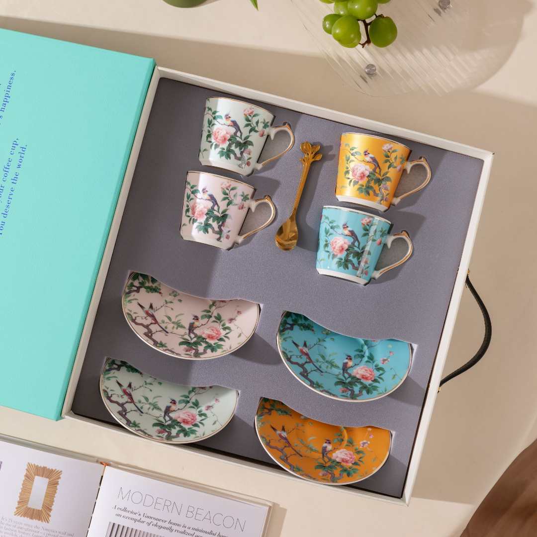 竺海春枝雀语系列咖啡杯碟套装乔迁结婚生日商务新年送礼高档礼盒