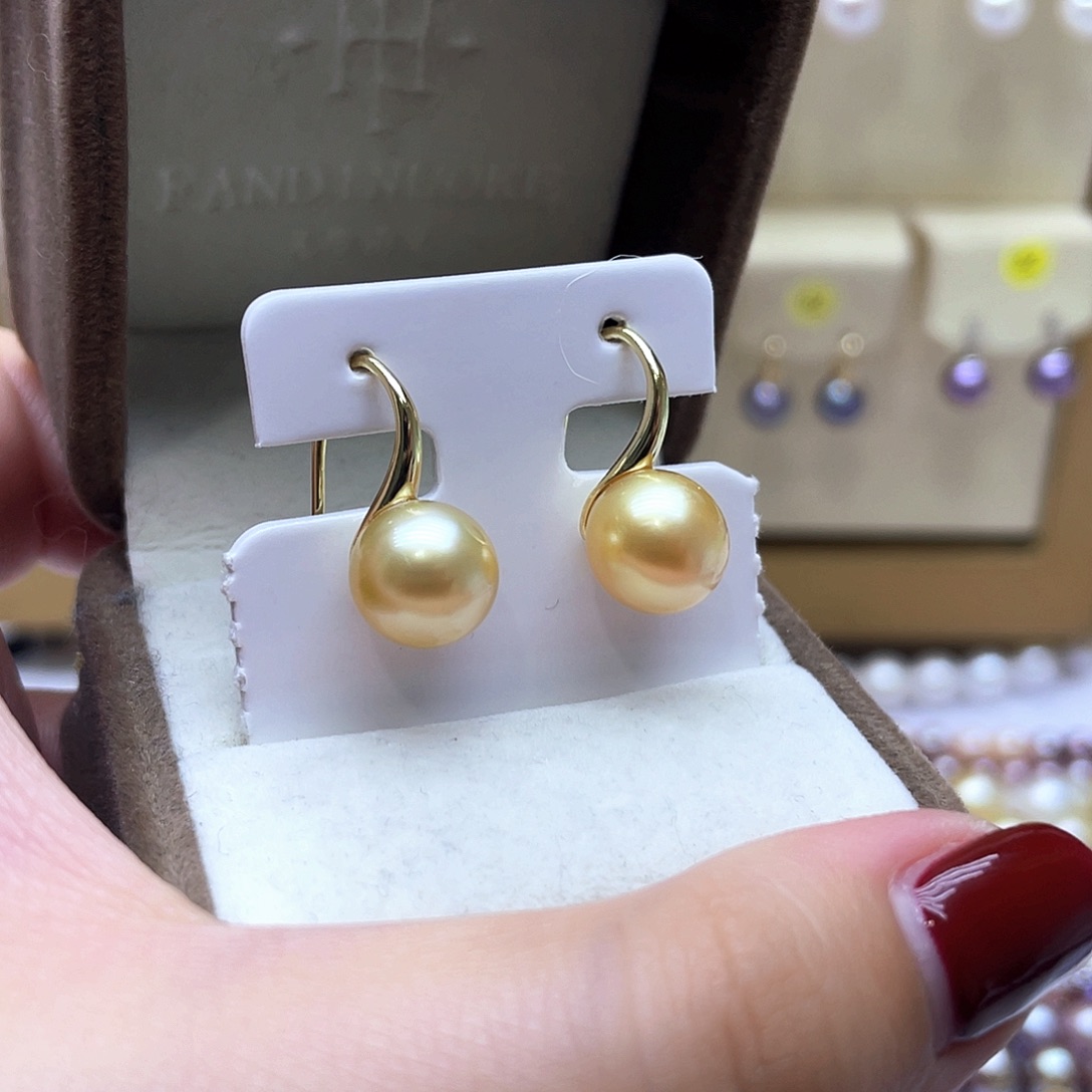 海水珍珠耳饰银S925镶嵌