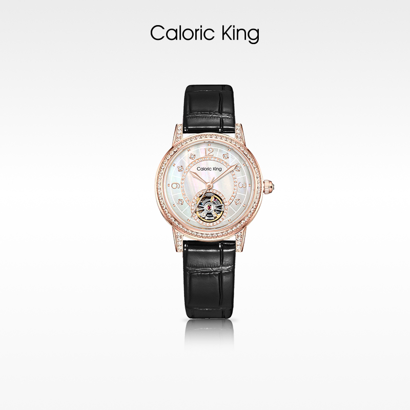 凯卡思Caloric King星辰机械轻奢时尚皮带款手表女款镶钻