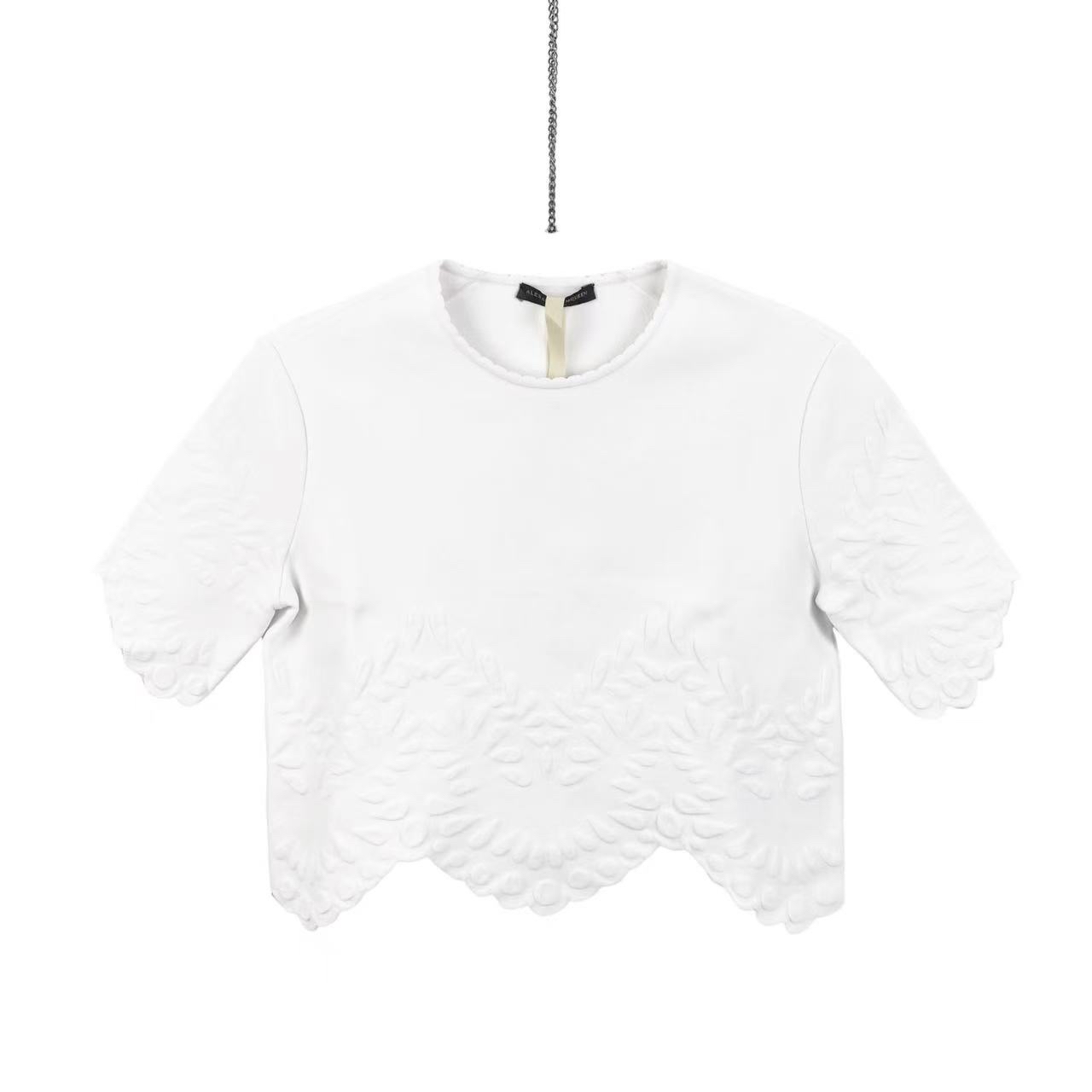 99新 Alexander McQueen/亚历山大·麦昆 bb1989 粘胶纤维花卉短袖