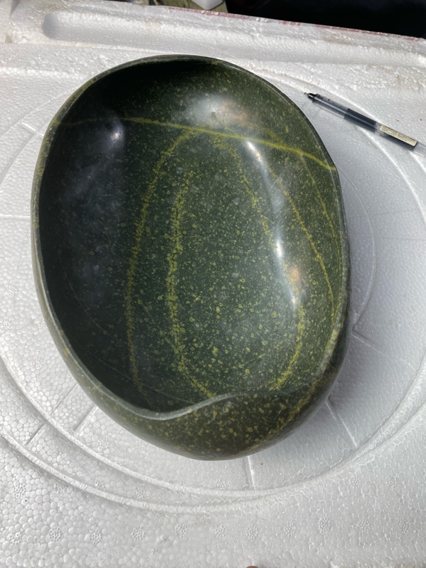 水草绿，果盘，茶洗，无伤无裂，轻薄能漂浮在水面上，长29.5宽19深6