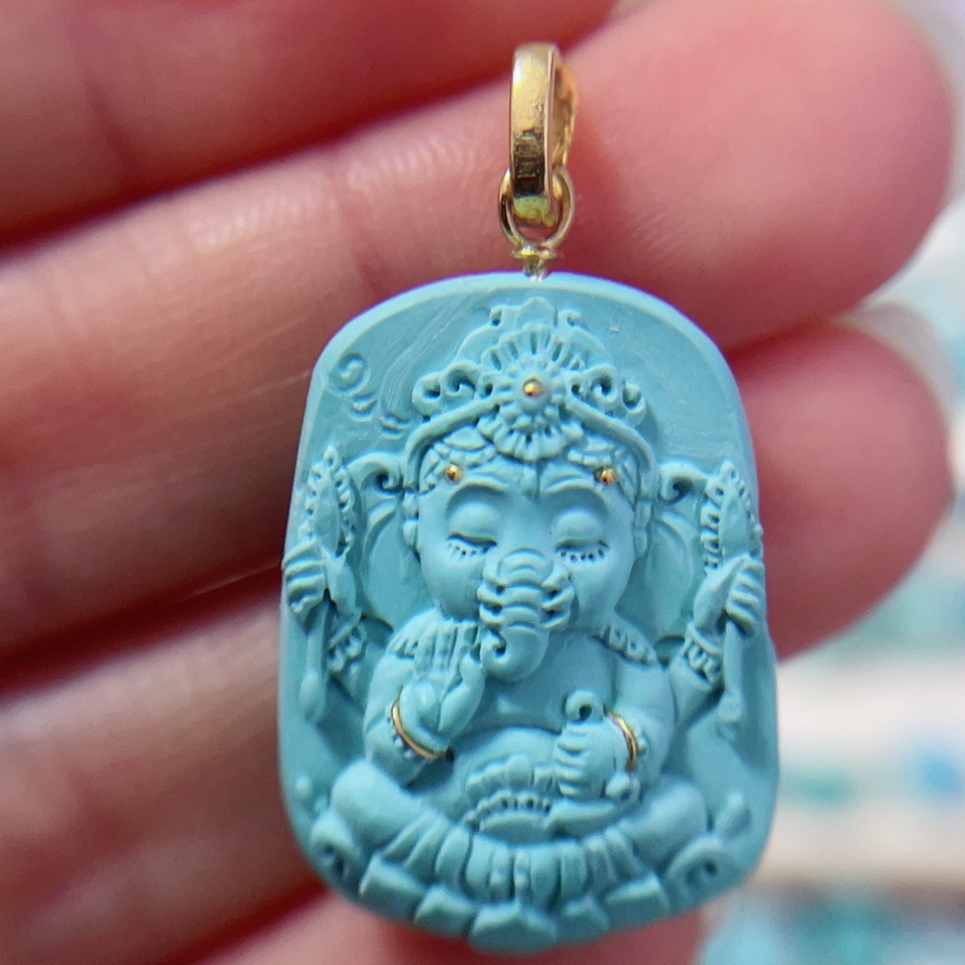 绿松石珠宝奇石18K金镶嵌