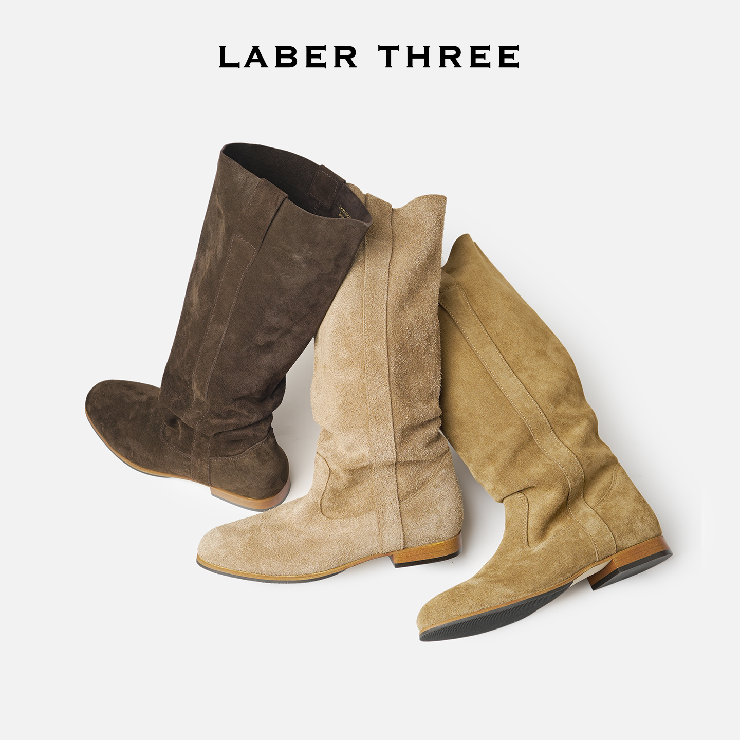 LABERTHREE流光风极简褶皱叠构主义堆堆靴女时尚休闲中筒靴