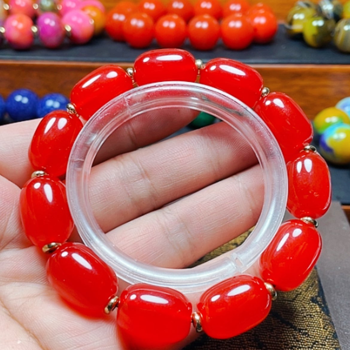 【闪购商品】玛瑙/玉髓手链未镶嵌鸽血红1318