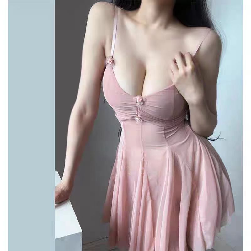 【桃粉花笺】性感纯欲风蕾丝睡裙女显身材温柔蓬蓬裙