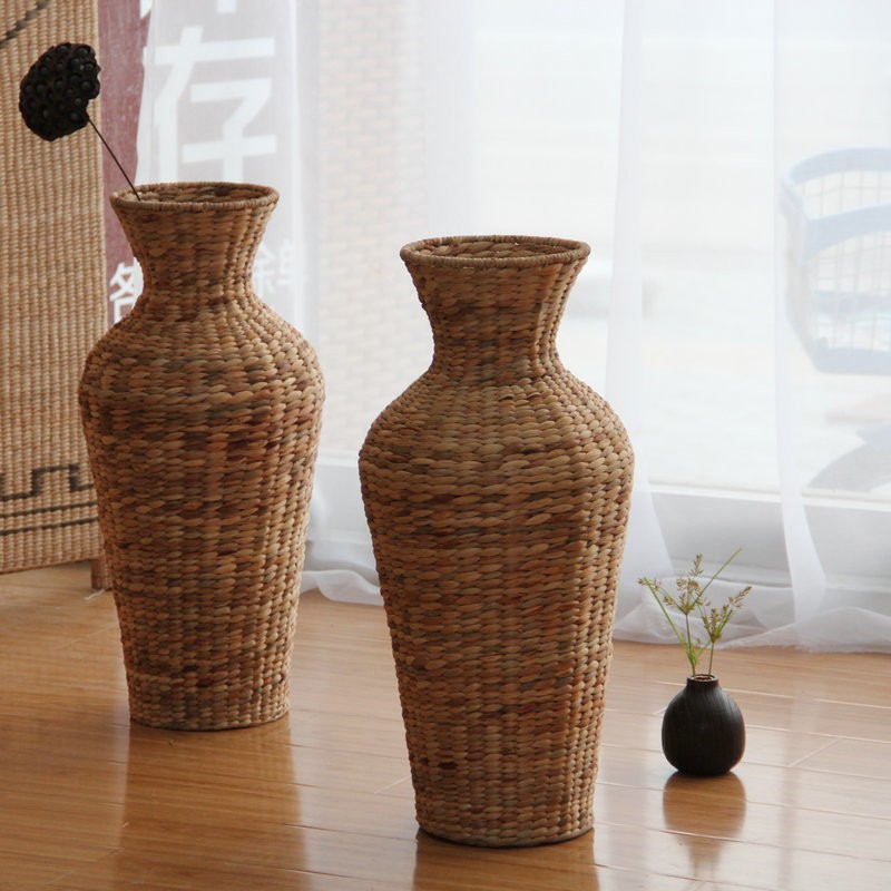 厂家供应草编花瓶 藤编 水葫芦草花瓶摆件手工 饰品一手货源