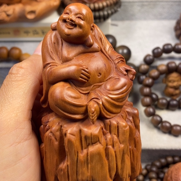 手串/手链檀香木老山檀奶香味弥勒摆件10cm微瑕