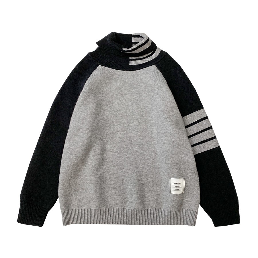 Y6112男童毛衣加绒冬装中大童韩版线衣洋气宝宝高领儿童针织衫