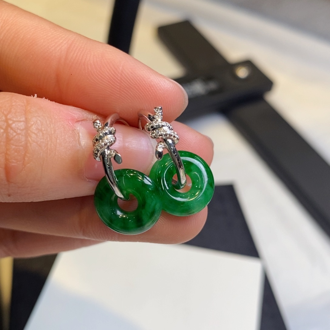 翡翠耳饰18K金镶嵌甜甜圈➕设计款耳包
