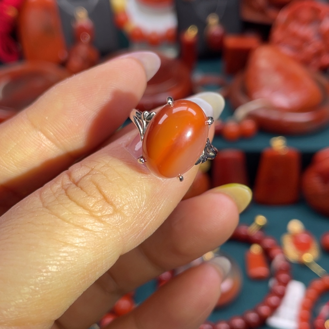 南红玛瑙未镶嵌开播福利川料南红戒指