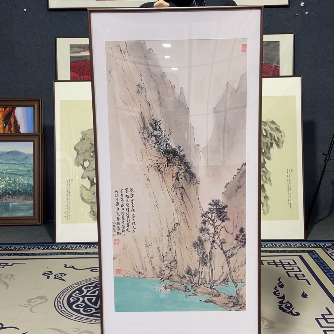 国画手绘画作品带框60/120