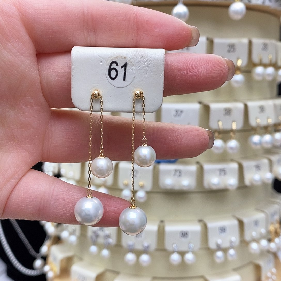 淡水珍珠耳饰18K金镶嵌