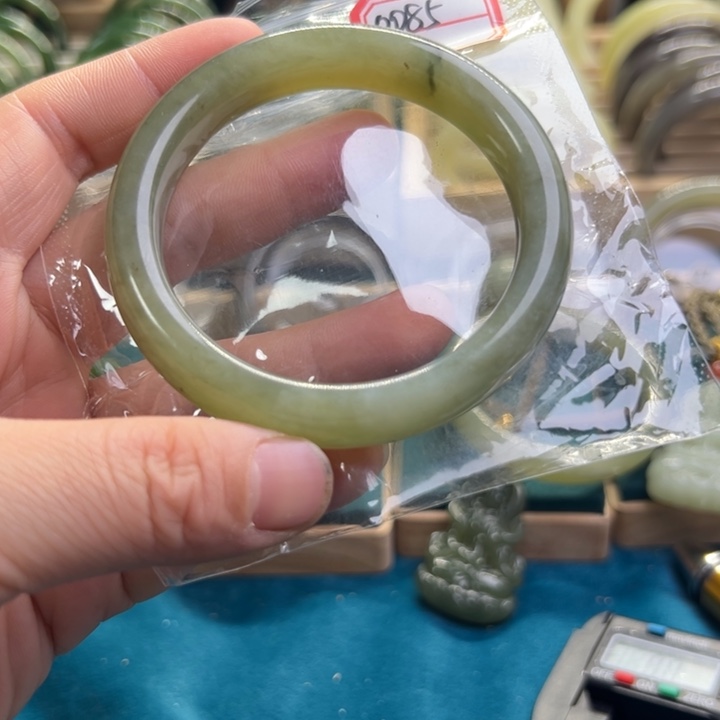 和田玉手镯未镶嵌58:6圈围0085