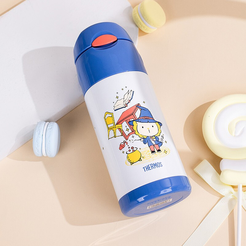 【A等品微瑕】膳魔师母婴便携式儿童吸管杯 （蓝橙色）