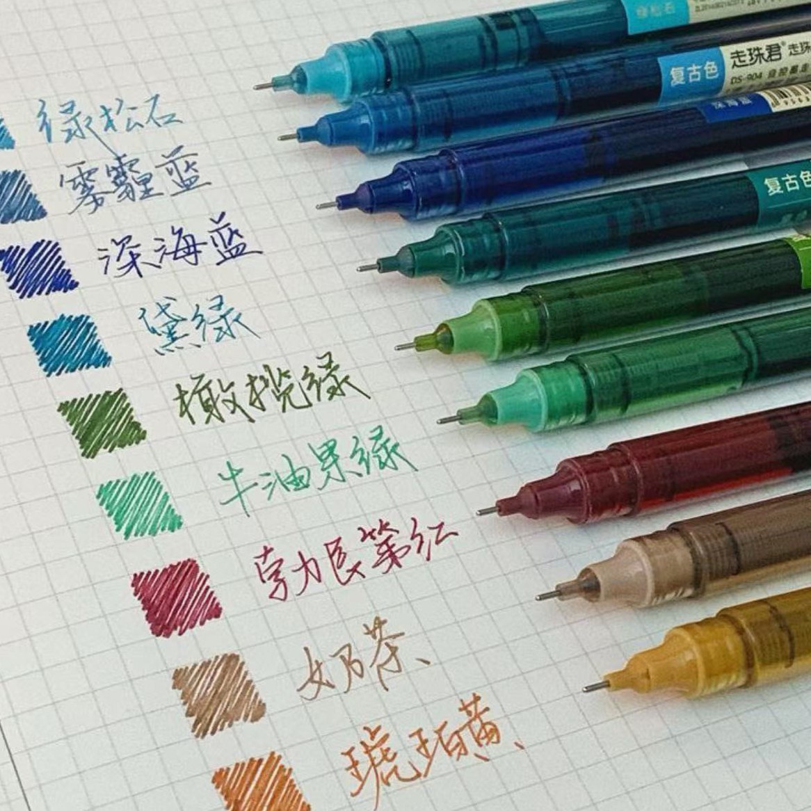 点石904巨能写全针管刷题考试速干直液式走珠笔黑红笔批改中性笔