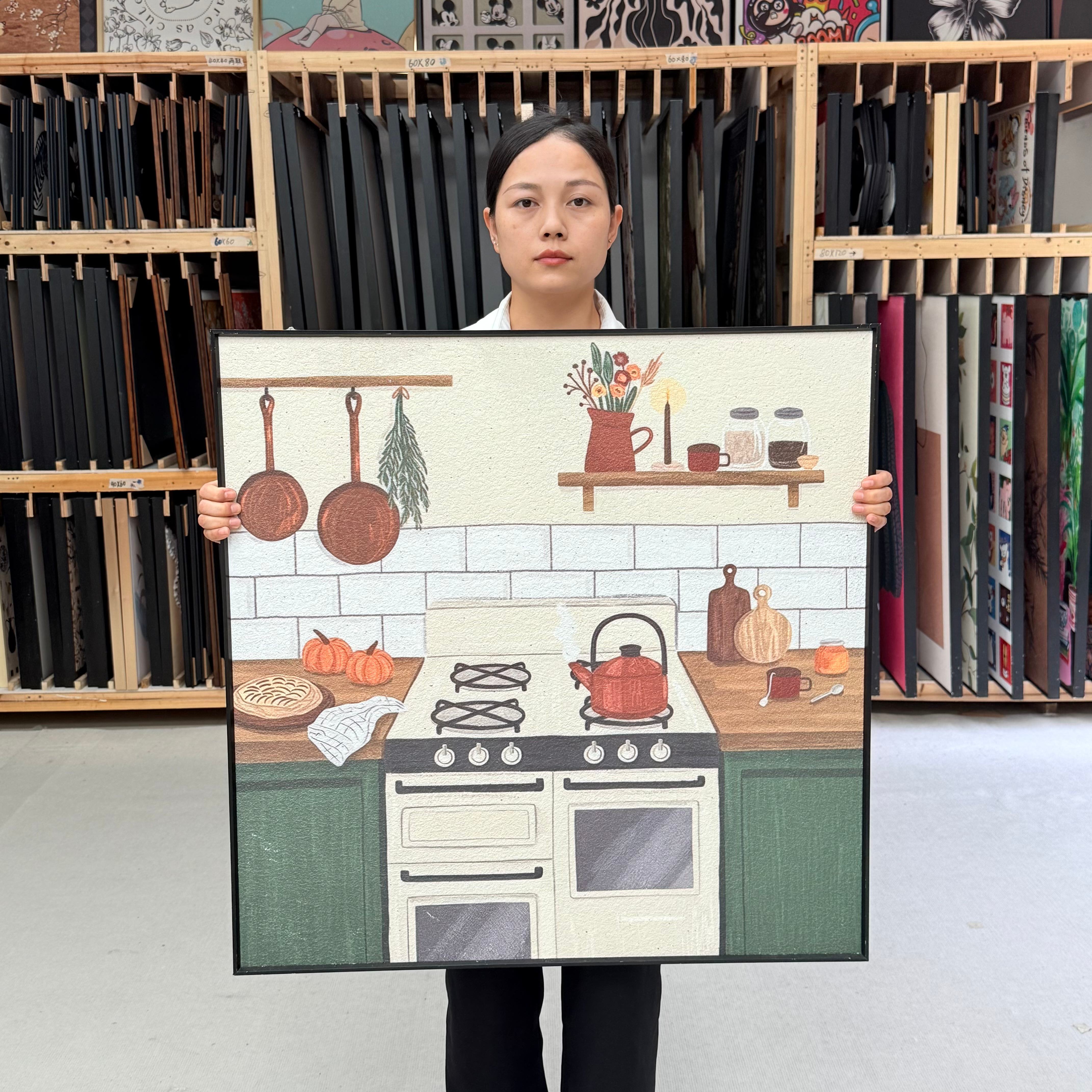 复古美式餐厅多巴胺艺术小众客厅装饰画J038沙发背景墙挂画8080