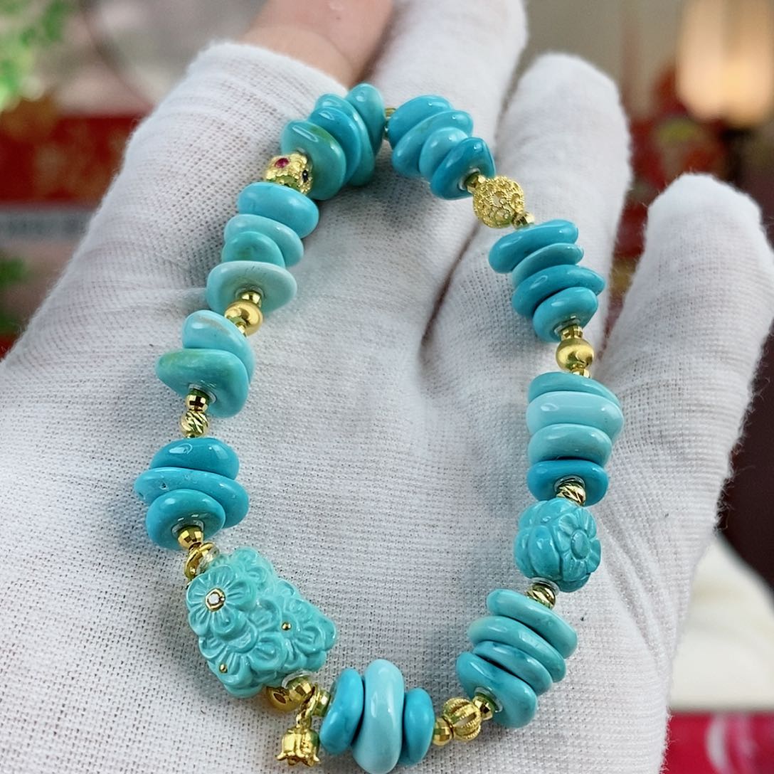 绿松石珠宝奇石18K金镶嵌