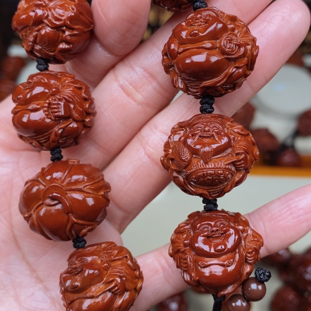 橄榄核手串摇*子荷叶财迷，