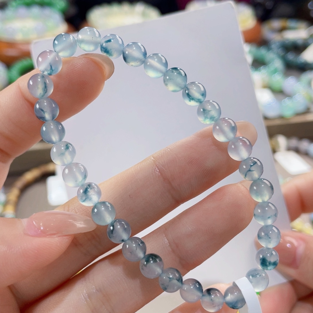 未镶嵌手链翡翠清爽冰透蓝花