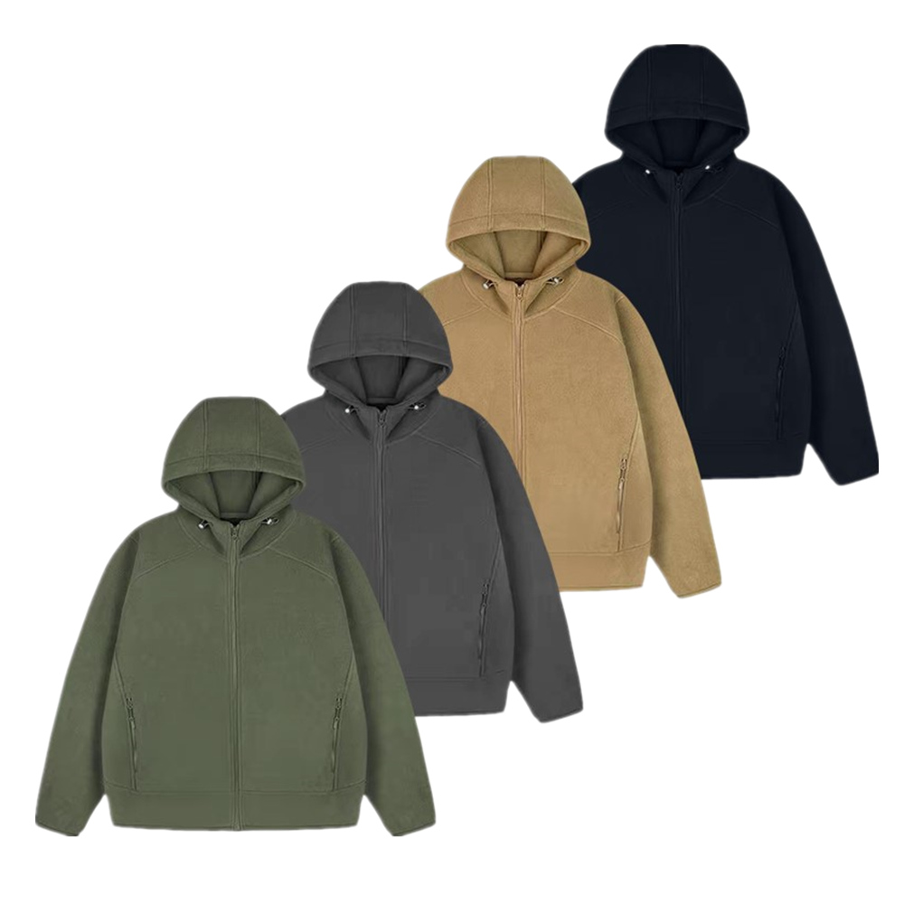 650克重磅新款秋冬保暖连帽双面摇粒绒外套男女同款百搭休闲-2596