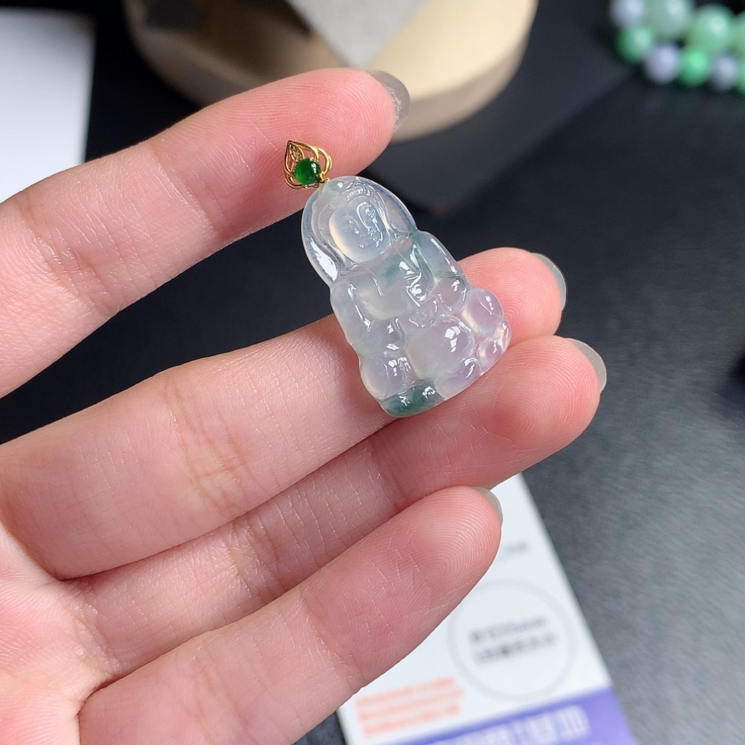 翡翠裸石缅甸天然A货翡翠冰种观音
