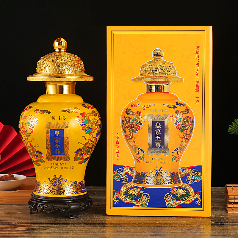 一河一村皇家至尊浓香型白酒52度1500毫升*1瓶白酒