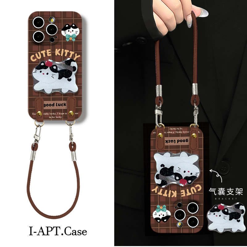棕格蝴蝶结猫头菲林软壳适用iPhone苹果手机壳华为oppo小米vivo