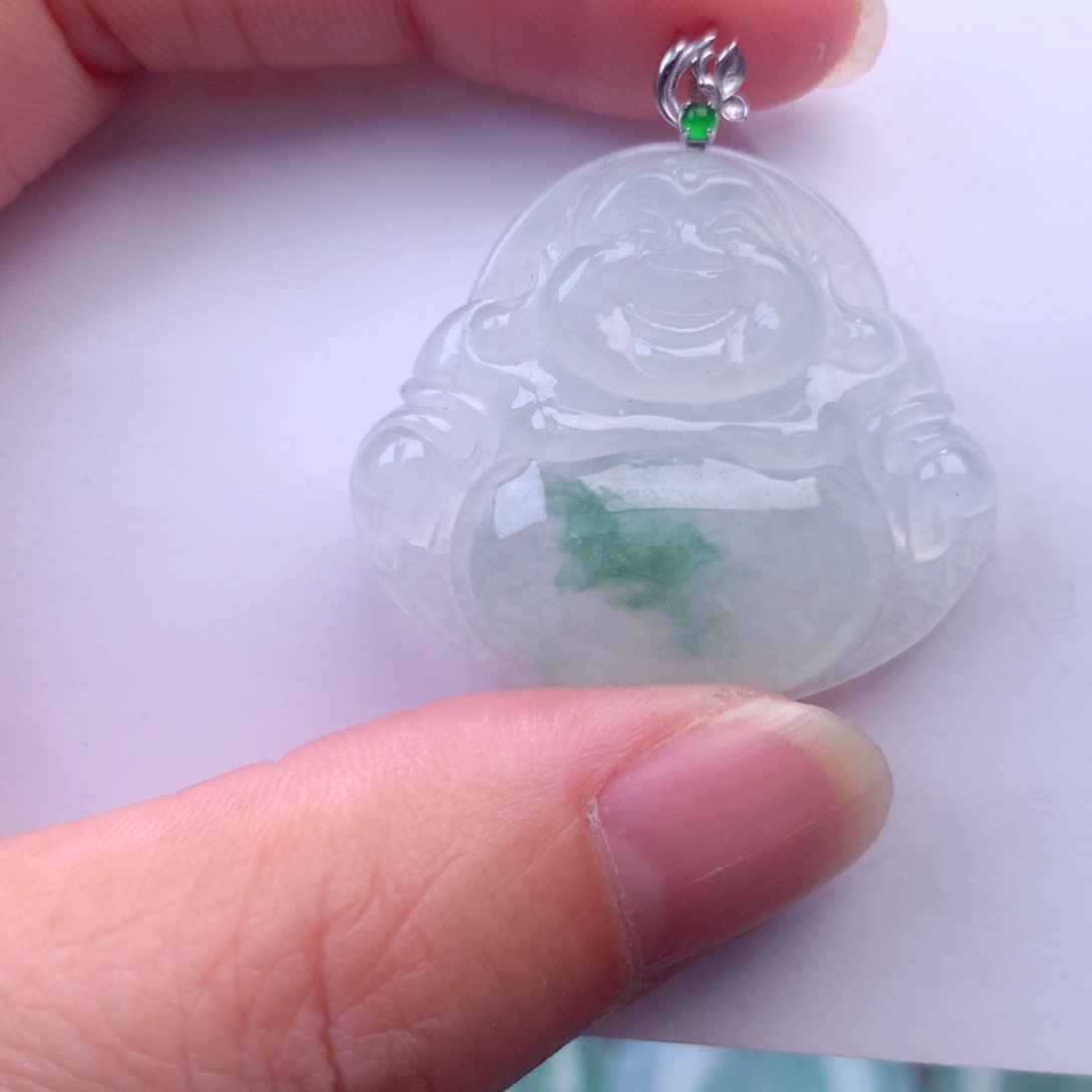 翡翠吊坠(不含链)18K金镶嵌