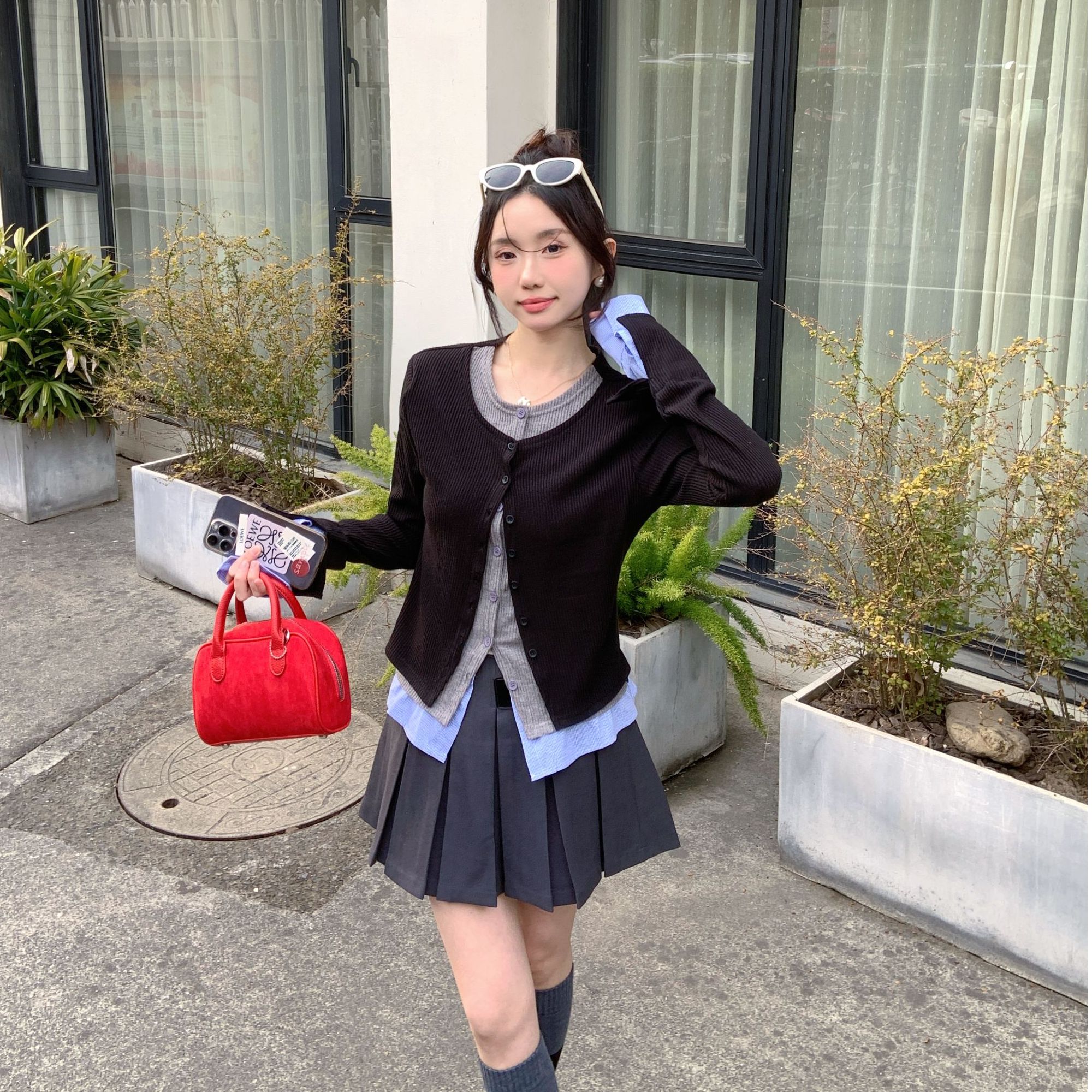 【假三件】小众个性显瘦百搭甜酷针织衫