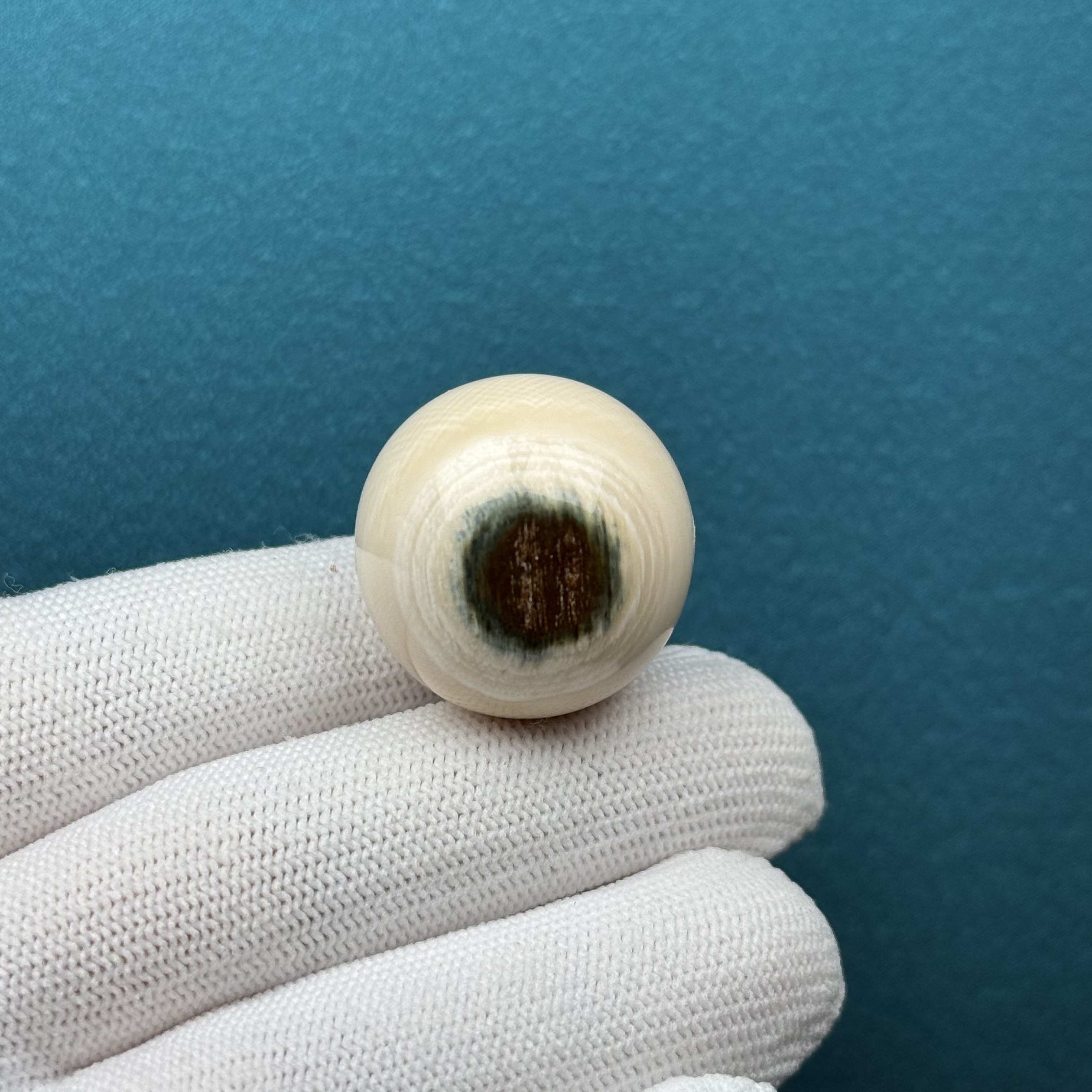 D61-82天然猛犸牙 蓝眼睛单珠25.3mm支持复检假一罚十