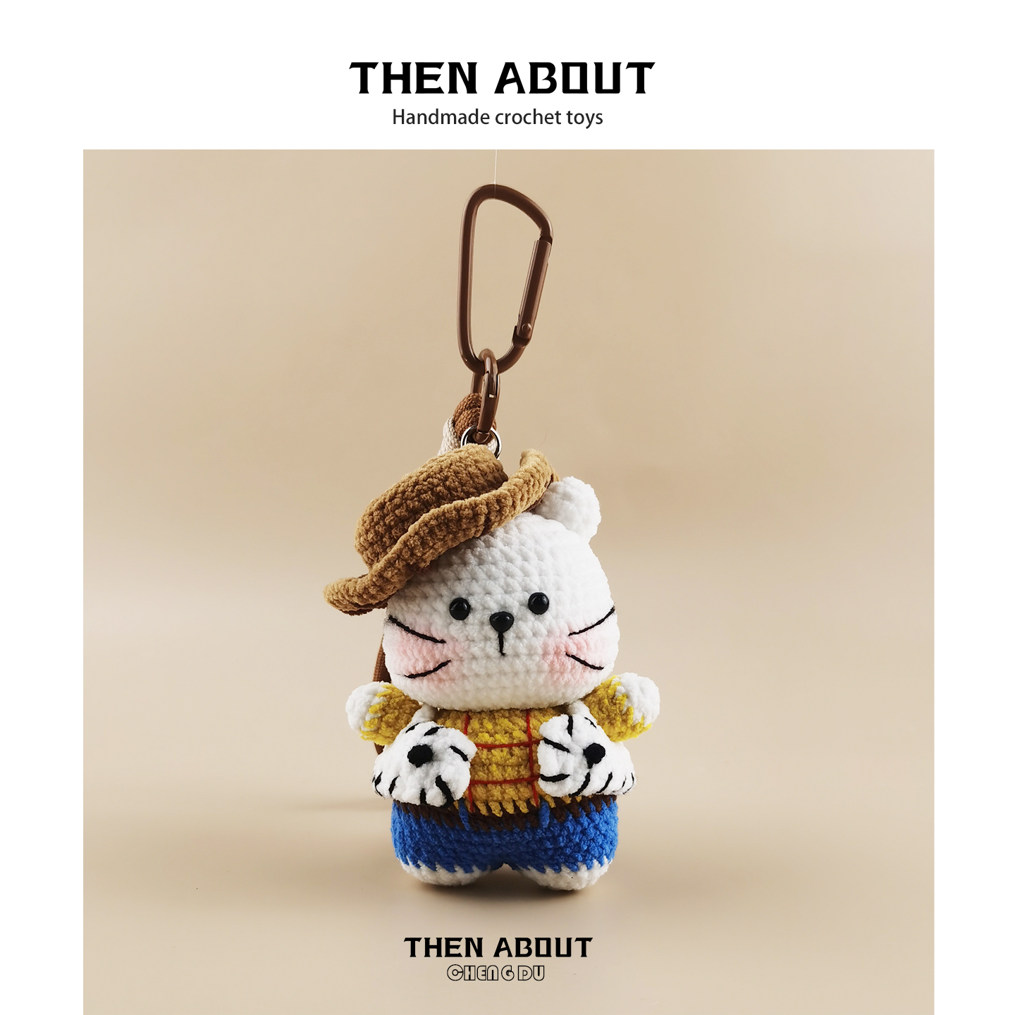 thenabout 可爱牛仔猫咪玩偶公仔有趣包包挂件挂饰钥匙扣挂件礼物