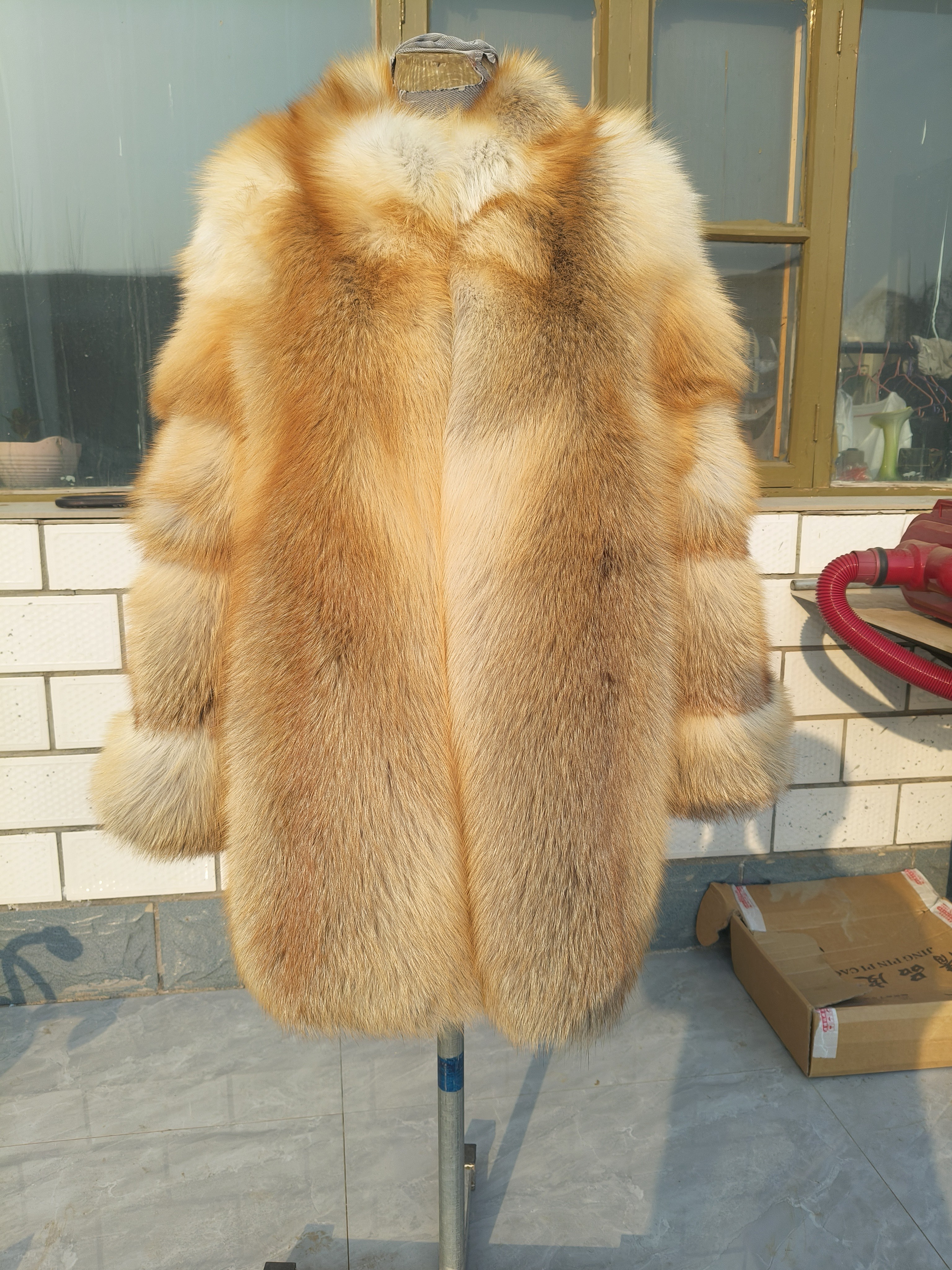 进口金岛狐原色中长款马蹄袖立领时尚休闲女士外套