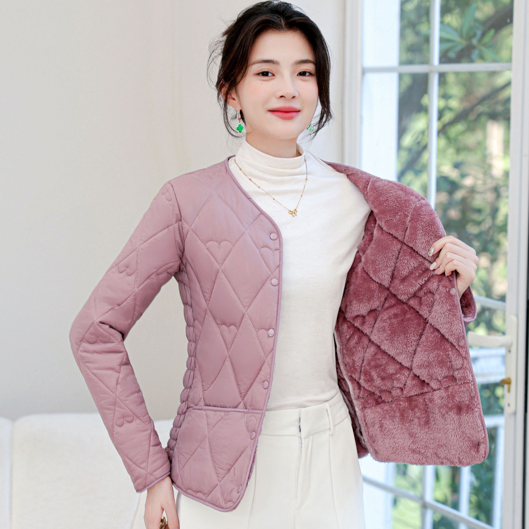 棉衣女装爆款2025新款秋冬修身加绒保暖棉服女内胆短款加厚棉袄潮