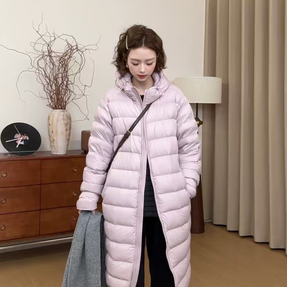 初益长款排骨石墨烯云绒服女冬季新款连帽休闲加厚保暖云绒服外套