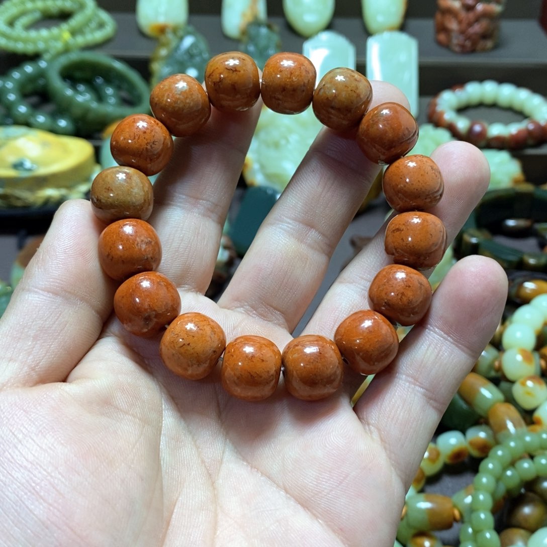 岫岩河磨玉（透闪石质玉）手串卡14未镶嵌