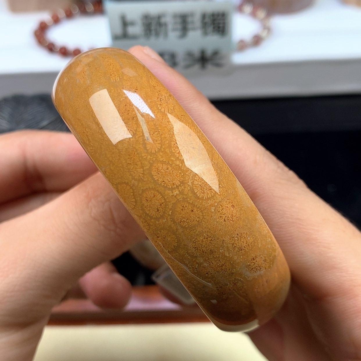 【闪购商品】颈饰未镶嵌硅化珊瑚（珊瑚玉）7号61圈金花花超绝！