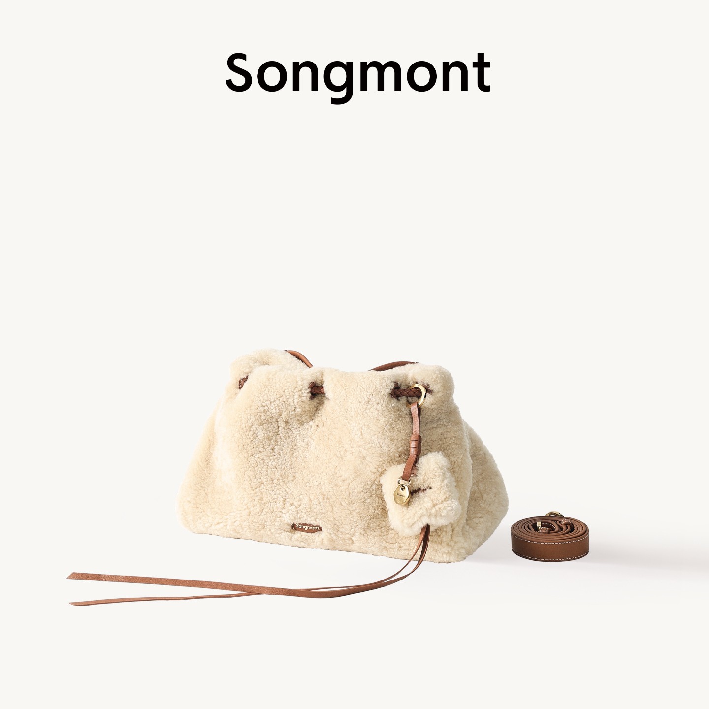 Songmont山下有松百纳系列毛绒手拿包女通勤新款手提流浪小斜挎包