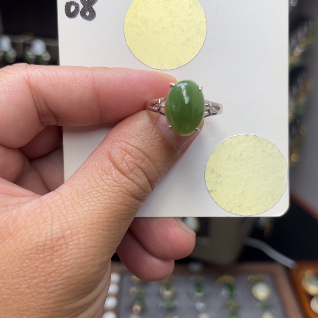 银S925镶嵌戒指和田玉和田玉08