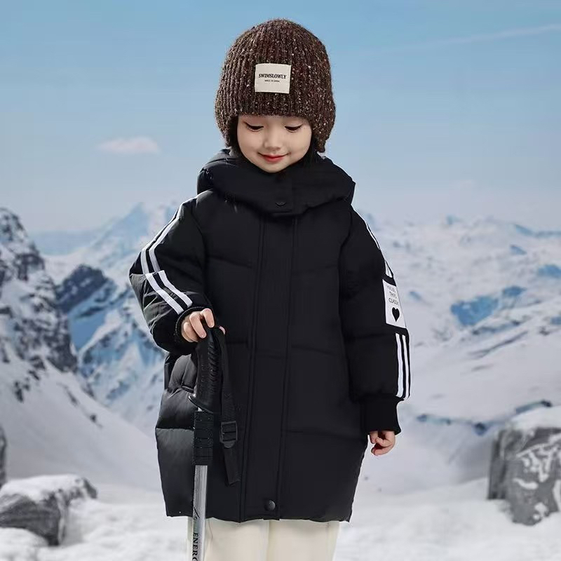 男女童通穿中长款厚羽绒服 监控打包发货