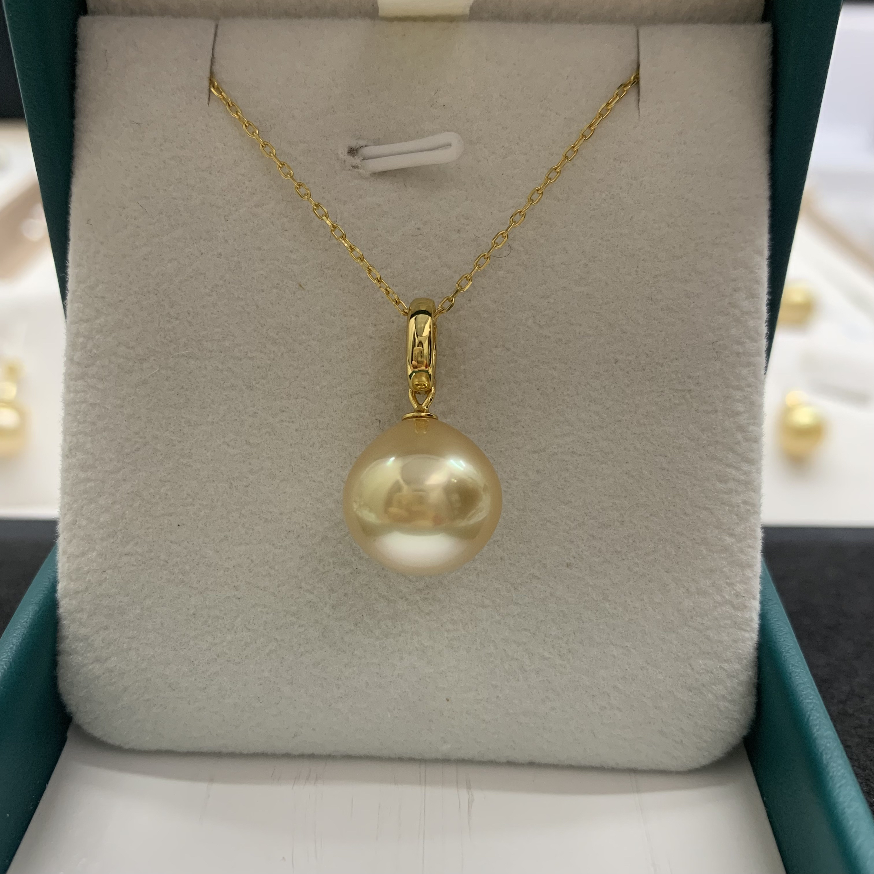 925银南洋金珠吊坠可开扣13mm天然海水珍珠吊坠(不含链)