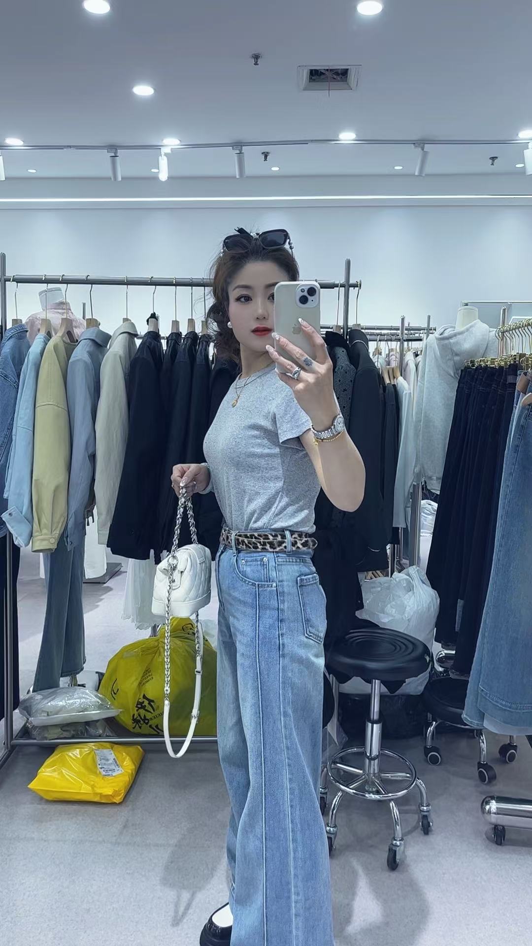 卡卡私制(豹纹腰带直筒裤)