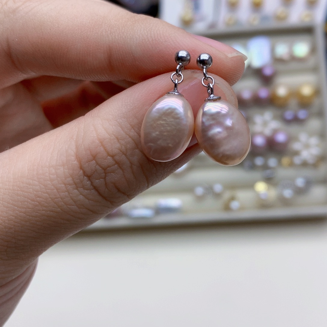 淡水珍珠耳饰银S925镶嵌