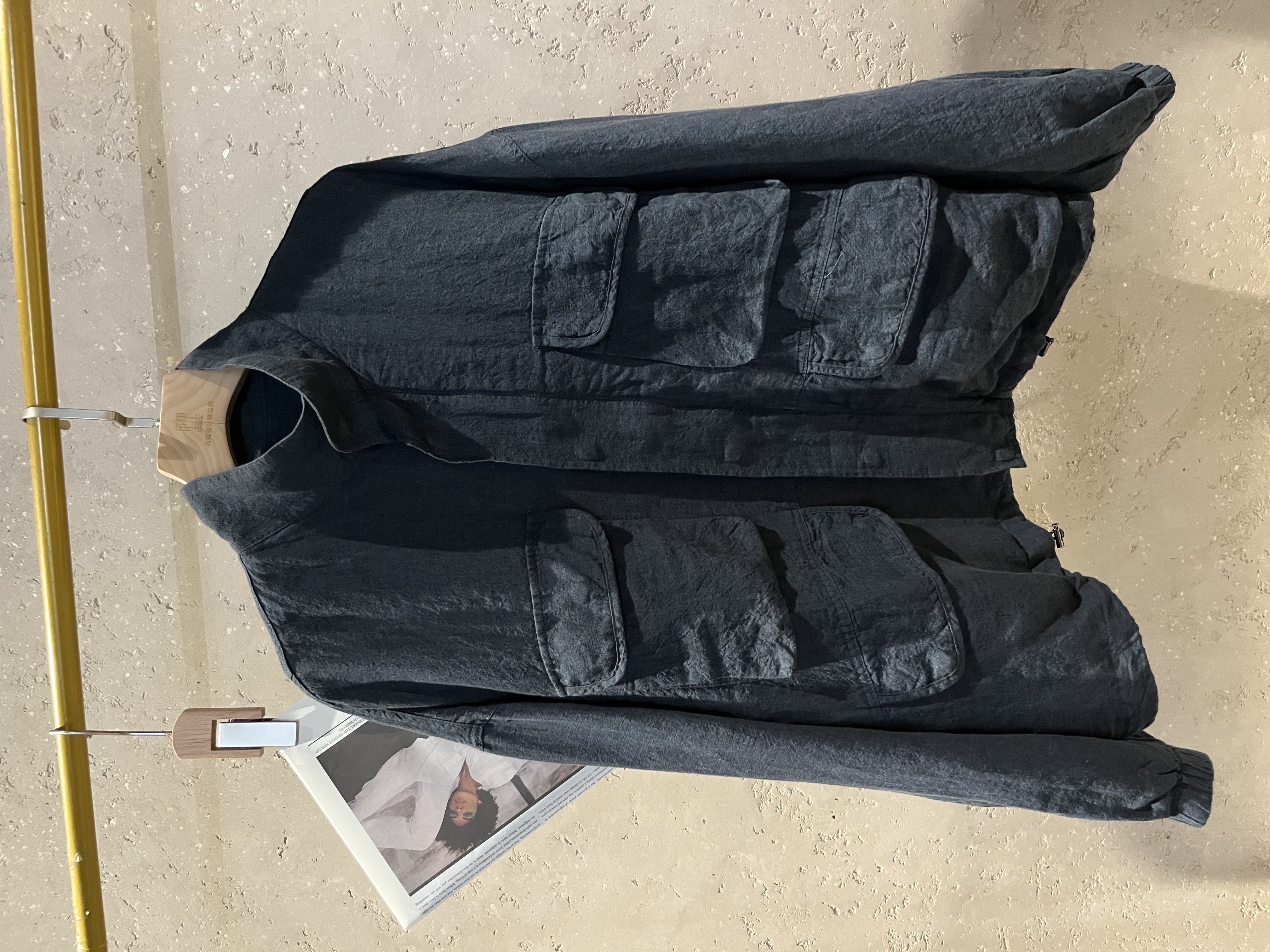 Li Wang/里望2025设计师款  亚麻宽松立领工休闲工装风拉链外套