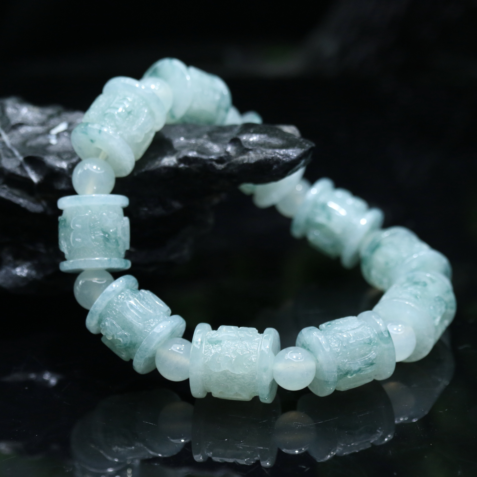 18天然缅甸翡翠A货冰珠串/100372/上海嘉禾拍卖