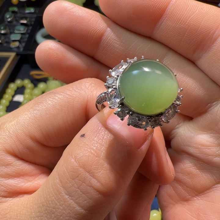 和田玉（碧玉）颈饰银S925镶嵌