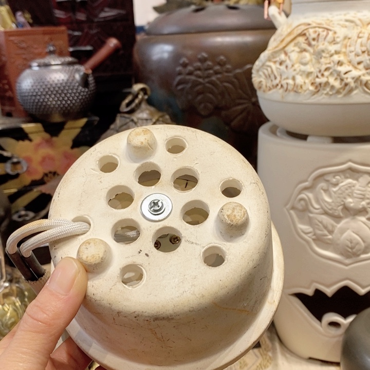 蜜安罐瓷香炉锡茶则