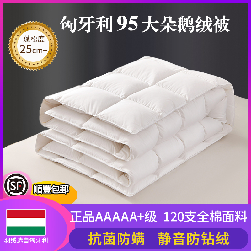 水星系列高端家纺100%羽绒被95进口白鹅绒冬被秋冬被芯加厚保暖恒
