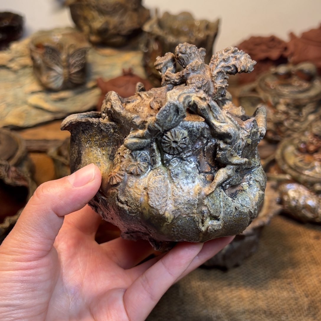 柴烧手捏重落灰宝瓶