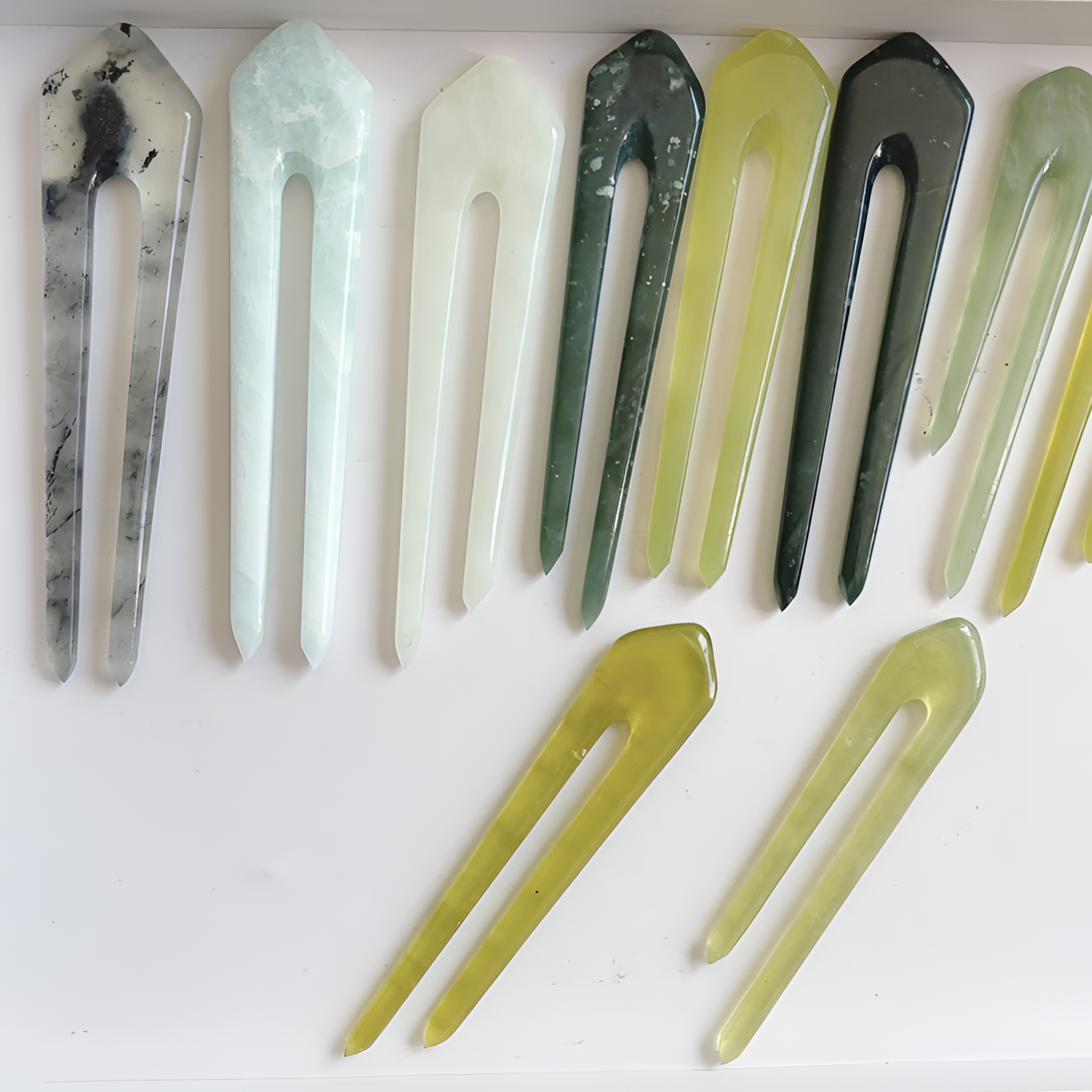 岫玉蛇纹石玉素双插1支 天然玉石棉、墨属正常 默认微瑕 介意勿拍！